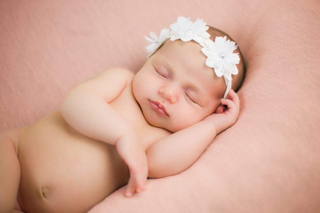 Tampa newborn baby on pink background