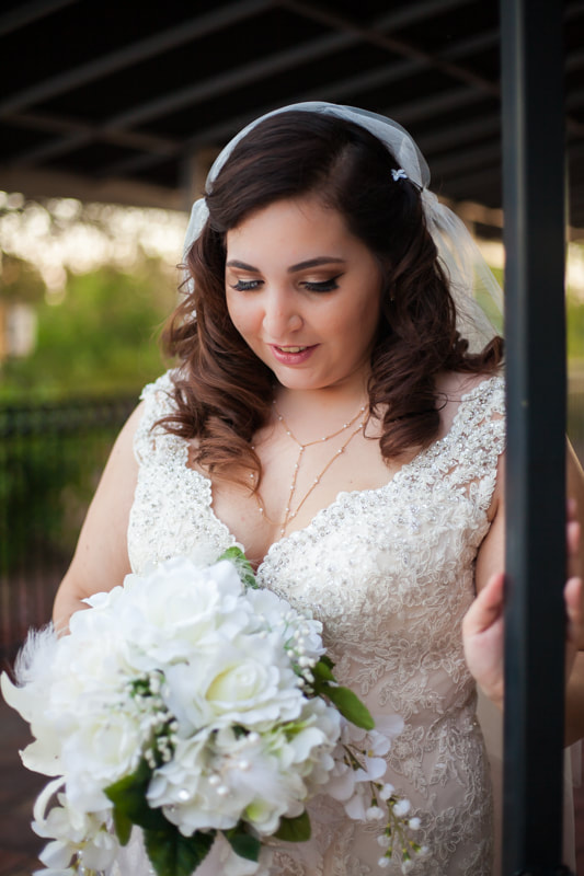 Romantic photograph of Bride with bouquet 