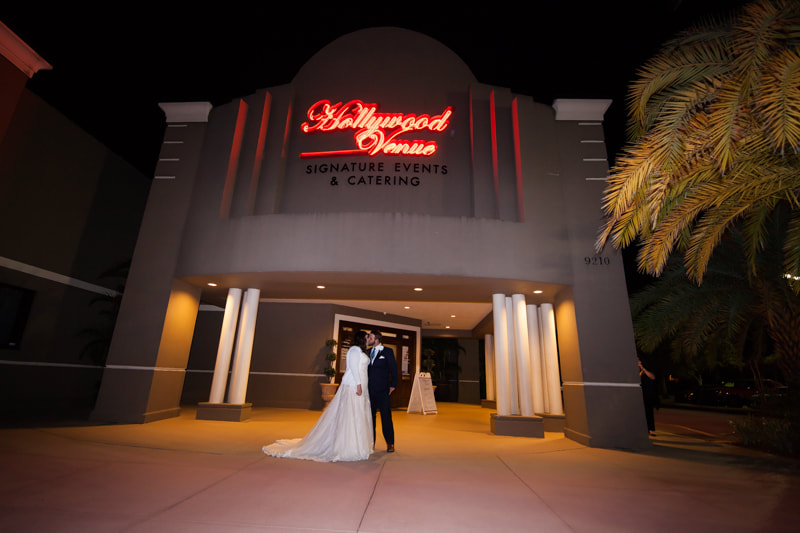 Hollywood Venue Wedding Bride and Groom Outside Kiss