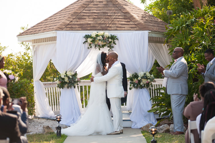 Bride and Groom kiss at the end of ceremony