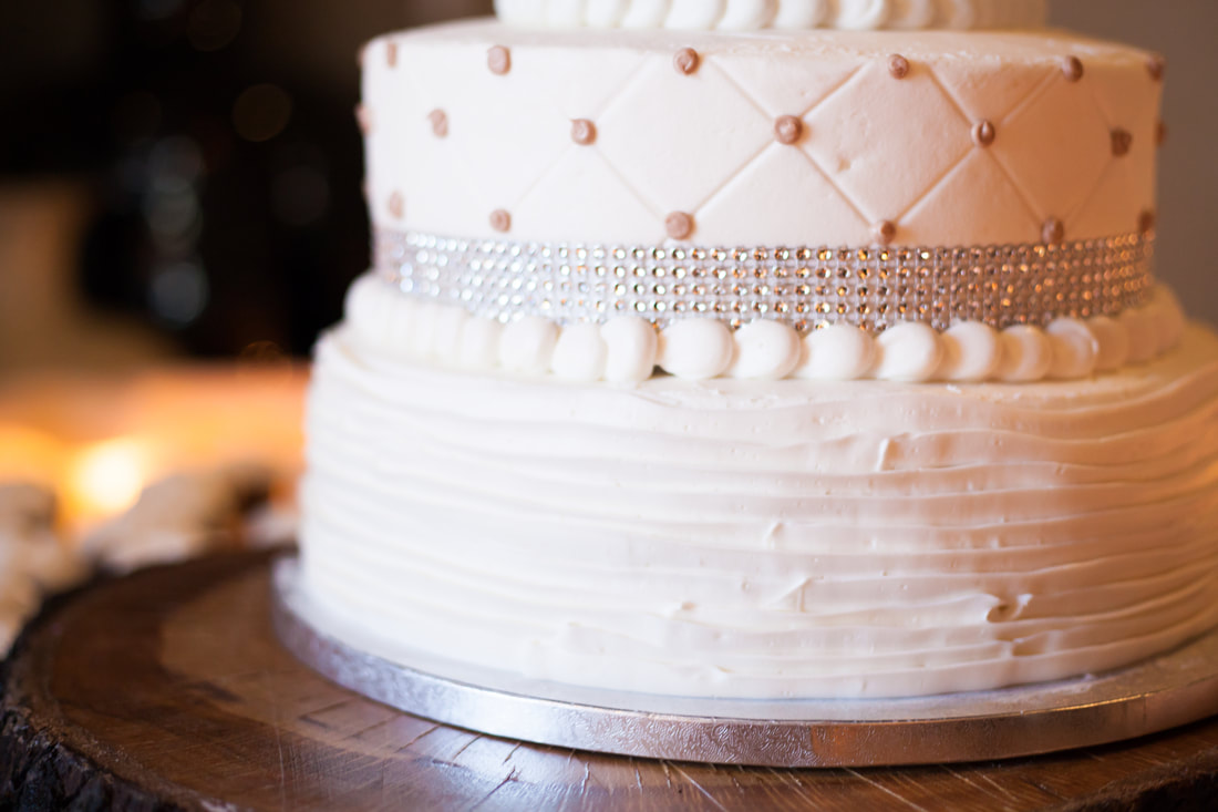 Close up of white wedding cake